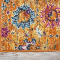 2’ x 8’ Sun Gold and Navy Distressed Runner Rug