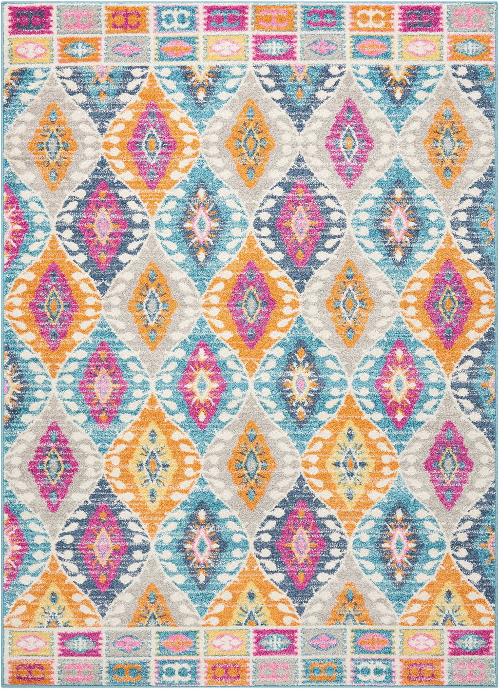 5’ x 7’ Multicolor Ogee Pattern Area Rug