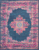 8’ Round Blue and Pink Medallion Area Rug