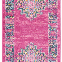 2’ x 10’ Fuchsia and Blue Distressed Runner Rug