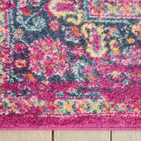 5’ x 7’ Fuchsia and Blue Distressed Area Rug