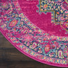 5’ Round Fuchsia and Blue Distressed Area Rug