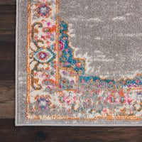 2’ x 3’ Gray and Gold Medallion Scatter Rug