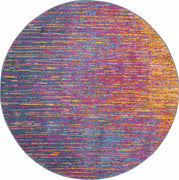 5’ Round Rainbow Abstract Striations Area Rug