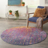 5’ Round Rainbow Abstract Striations Area Rug