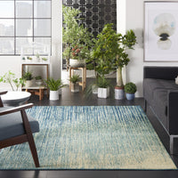 4’ x 6’ Navy and Light Blue Abstract Area Rug