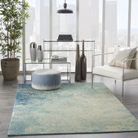 5’ x 7’ Light Blue and Ivory Abstract Sky Area Rug