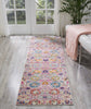 2’ x 8’ Gray and Pink Distressed Runner Rug