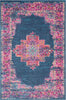 4’ x 6’ Blue and Pink Medallion Area Rug