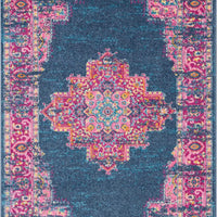 4’ x 6’ Blue and Pink Medallion Area Rug