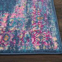 4’ x 6’ Blue and Pink Medallion Area Rug