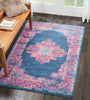 4’ x 6’ Blue and Pink Medallion Area Rug