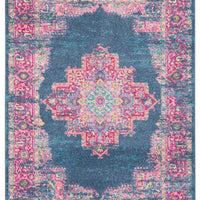 5’ x 7’ Blue and Pink Medallion Area Rug