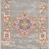 2’ x 8’ Gray and Gold Medallion Runner Rug