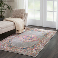 4’ x 6’ Gray and Gold Medallion Area Rug