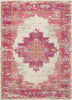 4’ x 6' Ivory and Fuchsia Distressed Area Rug