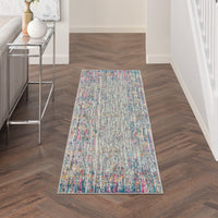 2’ x 8’ Ivory Abstract Striations Runner Rug