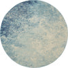 8’ Round Light Blue and Ivory Abstract Sky Area Rug