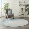8’ Round Light Blue and Ivory Abstract Sky Area Rug