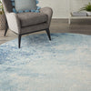 8’ Round Light Blue and Ivory Abstract Sky Area Rug