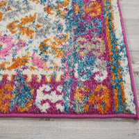 2’ x 6’ Ivory and Magenta Tribal Pattern Runner Rug