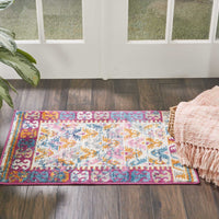 2’ x 3’ Ivory and Magenta Tribal Pattern Scatter Rug