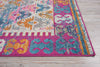 5’ x 7’ Ivory and Magenta Tribal Pattern Area Rug