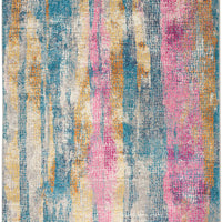 4’ x 6’ Gray Colorful Abstract Stripes Area Rug