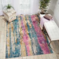 4’ x 6’ Gray Colorful Abstract Stripes Area Rug