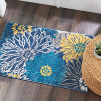 2’ x 3’ Blue Tropical Flower Scatter Rug