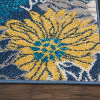 2’ x 3’ Blue Tropical Flower Scatter Rug