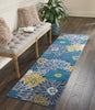 2’ x 8’ Blue Tropical Flower Runner Rug