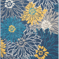 4’ x 6’ Blue Tropical Flower Area Rug