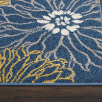 4’ x 6’ Blue Tropical Flower Area Rug