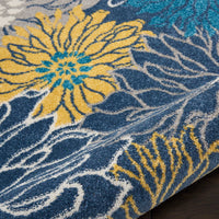 4’ x 6’ Blue Tropical Flower Area Rug