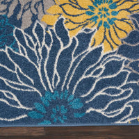 4’ x 6’ Blue Tropical Flower Area Rug