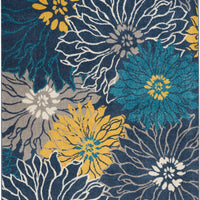 5’ x 7’ Blue Tropical Flower Area Rug