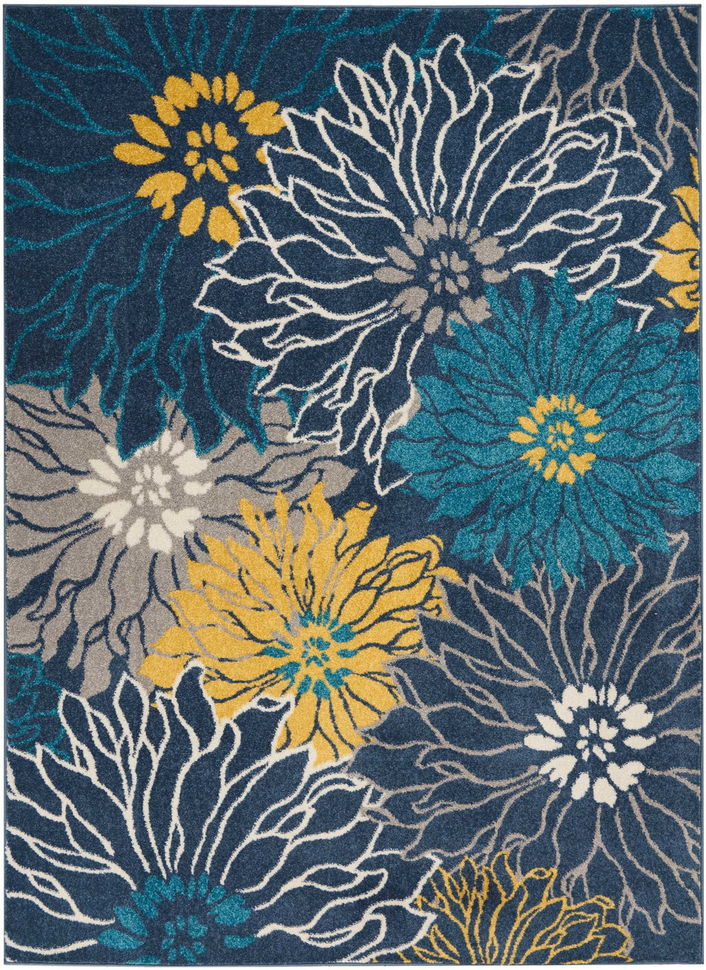 5’ x 7’ Blue Tropical Flower Area Rug