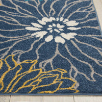 5’ x 7’ Blue Tropical Flower Area Rug