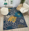 5’ x 7’ Blue Tropical Flower Area Rug