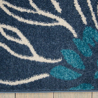 5’ x 7’ Blue Tropical Flower Area Rug