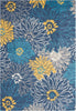 7’ x 10’ Blue Tropical Flower Area Rug