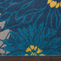 7’ x 10’ Blue Tropical Flower Area Rug