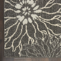 4’ x 6’ Charcoal and Blue Big Flower Area Rug