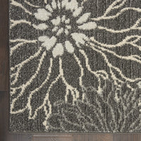 5’ x 7’ Charcoal and Blue Big Flower Area Rug