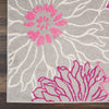 2’ x 10’ Gray and Pink Tropical Flower Runner Rug