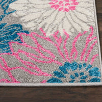 2’ x 3’ Gray and Pink Tropical Flower Scatter Rug