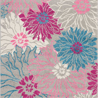 4’ x 6’ Gray and Pink Tropical Flower Area Rug