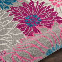 4’ x 6’ Gray and Pink Tropical Flower Area Rug