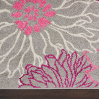 4’ x 6’ Gray and Pink Tropical Flower Area Rug